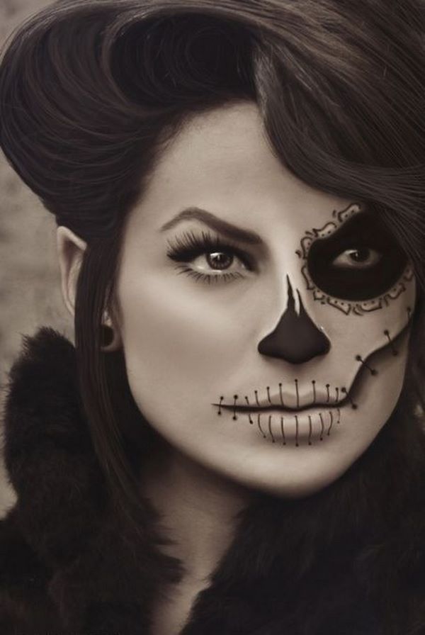 maquillaje y peinado calavera