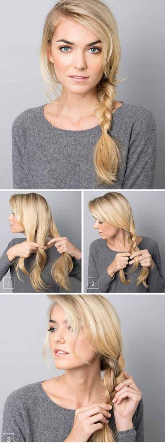 Trenza lateral sencilla para cabello semilargo