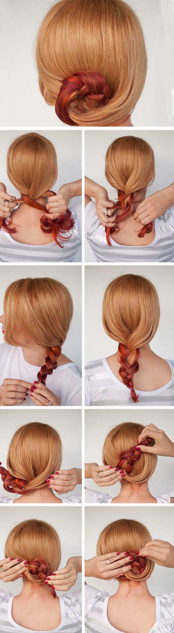 hermosa trenza de colores recogida