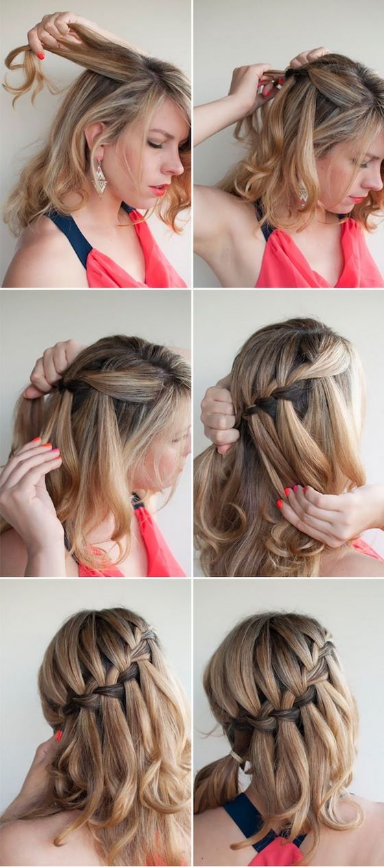trenza en caida de agua paso a paso