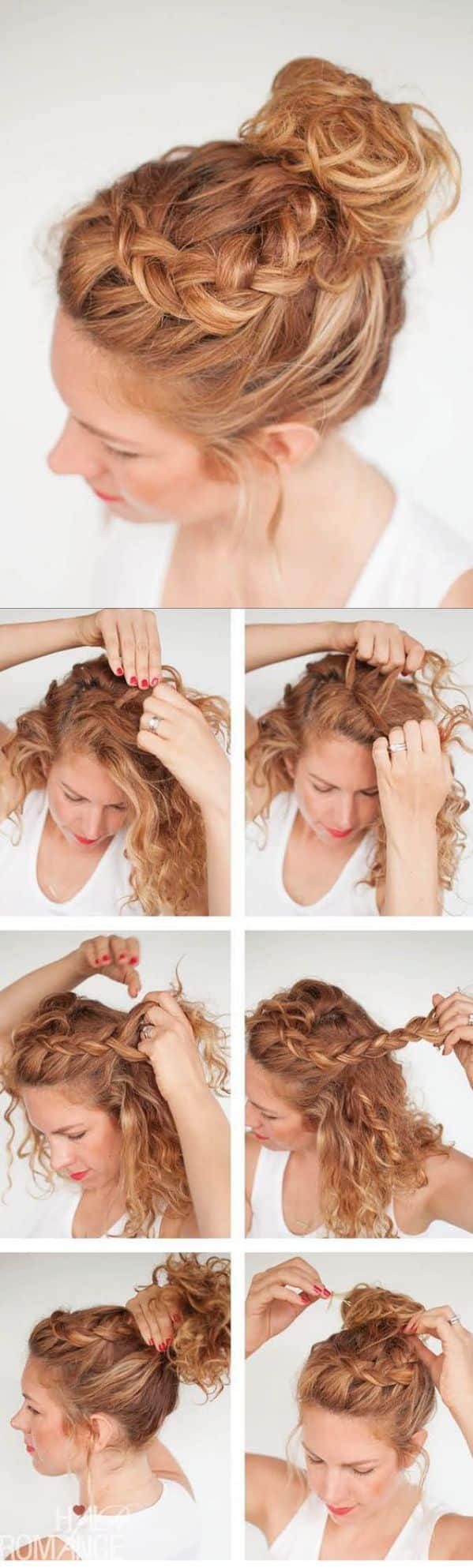 peinados pelo rizado recogido