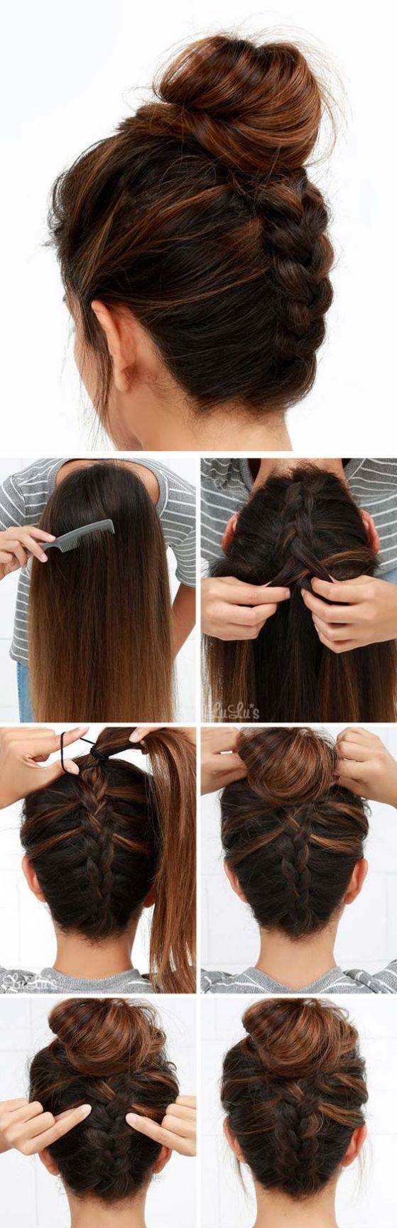 trenza invertida para peinado de fiesta
