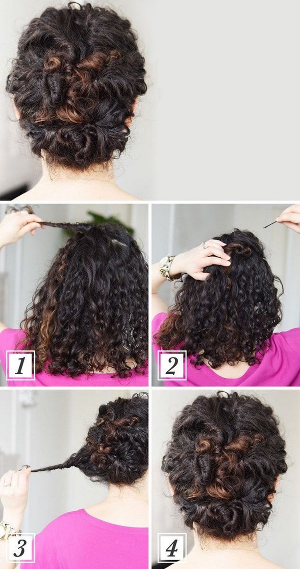 cabello recogido rizado