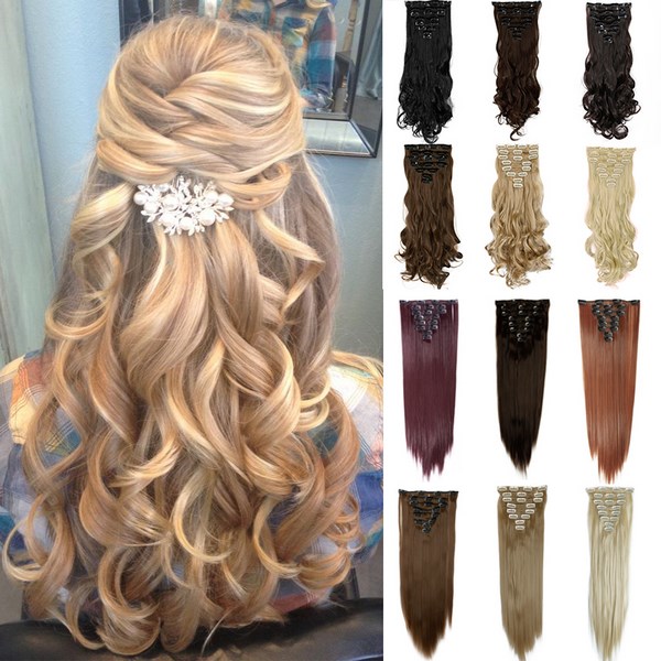 Free-Shipping-font-b-Hair-b-font-17-43cm-170g-Long-Curly-Clip-in-font-b